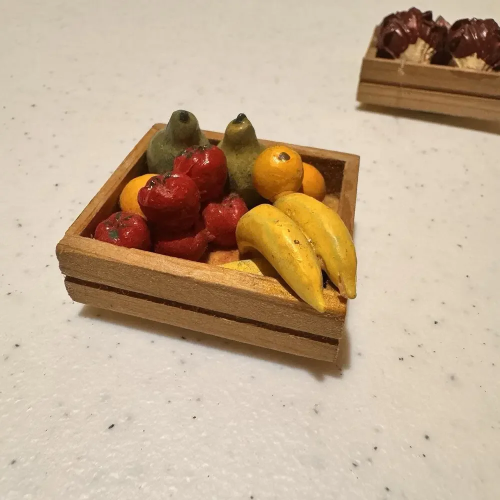 Vintage‎ Refrigerator Magnet Vegetables Fruit Crates Onions Bananas Apples Cute